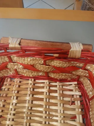 Cesto portafrutta vimini e legno