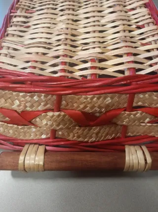 Cesto portafrutta vimini e legno