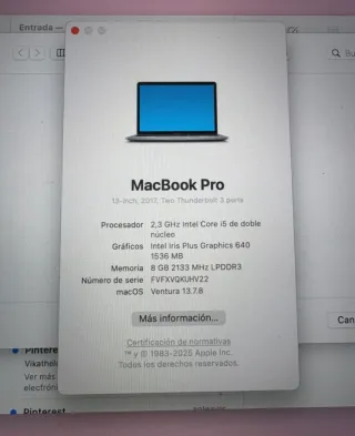 MacBook Pro 2017 Plata