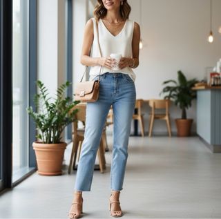 Blusa Zara Crema M Sin Mangas Elegante Forrada