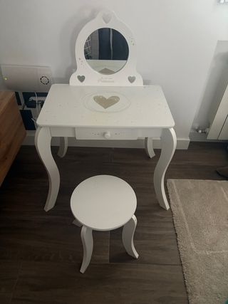 Tocador infantil madera blanco y oro