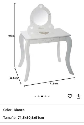 Tocador infantil madera blanco y oro