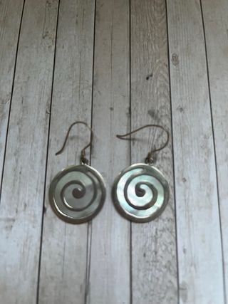 Pendientes redondos nacarados plata