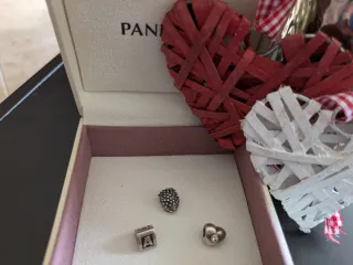 3 Charms Pandora Plata Corazón, A, Erizo