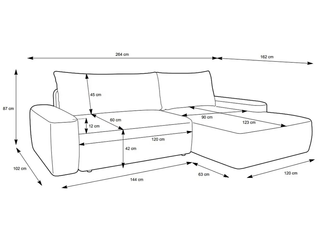 Sofá rinconera izquierda gris claro DAVISO