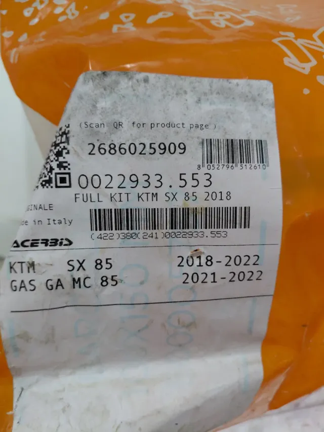 Plásticos KTM 85 año 2018