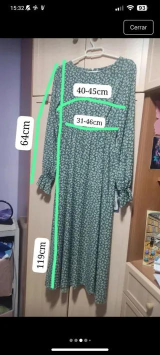 Vestido midi floral verde talla S