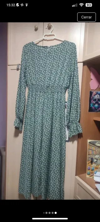 Vestido midi floral verde talla S