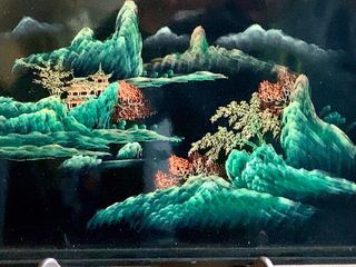 BANDEJA CHINA LACADA CON PAISAJE