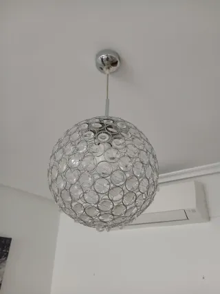 Lámpara colgante esfera cristal y metal