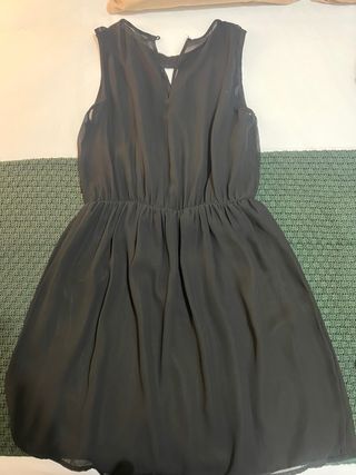 Vestido gasa con detalle cuello cintura elástica