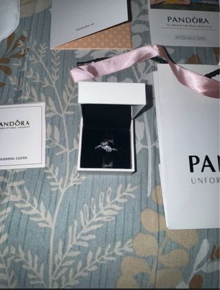 Anillo Pandora Corazón Doble Brillante Plata