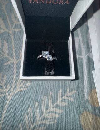 Anillo Pandora Corazón Doble Brillante Plata