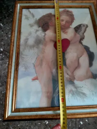 Cuadro Marco Dorado Querubines Corazón