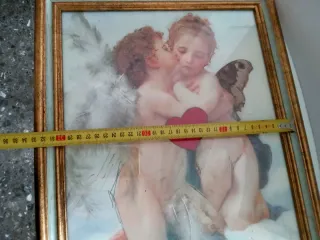 Cuadro Marco Dorado Querubines Corazón