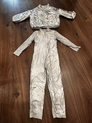 Chaqueta plateada infantil y mono talla 5 años
