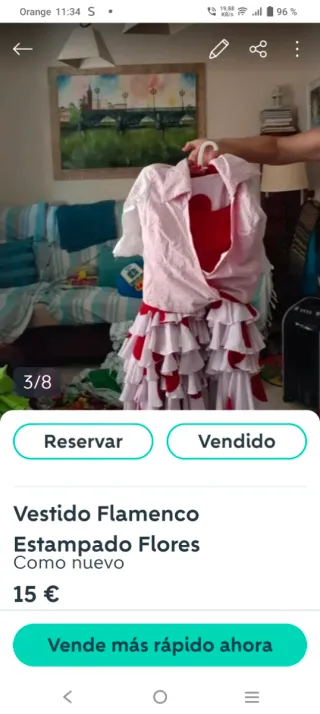 Traje de flamenca rojo y blanco