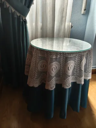 Mesa camilla cristal y tela