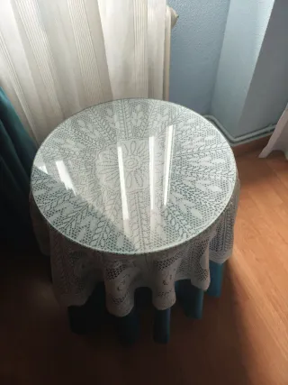 Mesa camilla cristal y tela