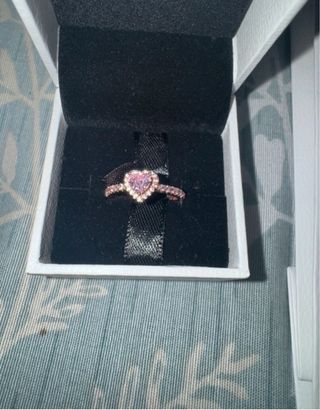 Anillo Pandora Corazón Rosa Talla 54