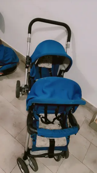 Silla de paseo doble azul