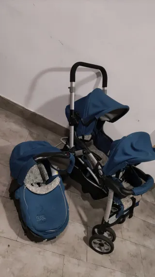 Silla de paseo doble azul