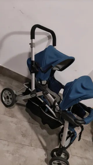 Silla de paseo doble azul