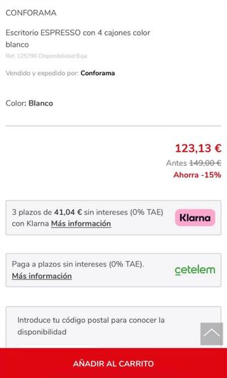 Scrivania bianca con 4 cassetti