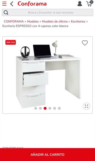 Scrivania bianca con 4 cassetti