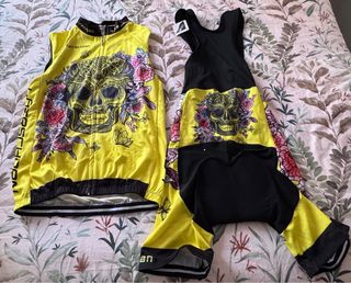 Conjunto Ciclismo Talla L Amarillo Calavera