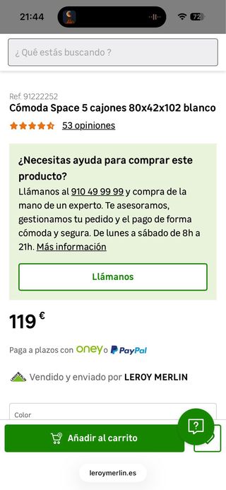 Cómoda blanca 5 cajones