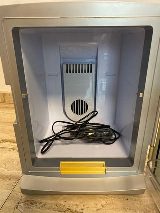 Nevera portátil plateada