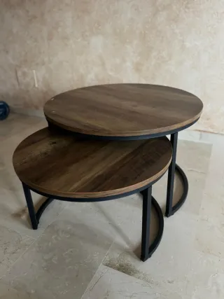 Conjunto mesas redondas madera