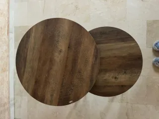 Conjunto mesas redondas madera