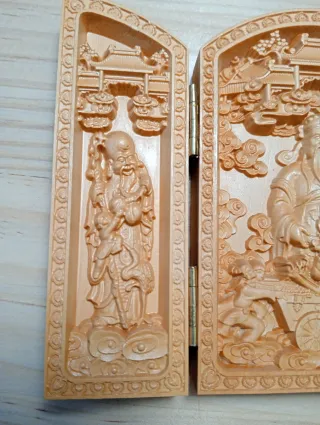 Altar chino Fu Lu Shou madera plegable