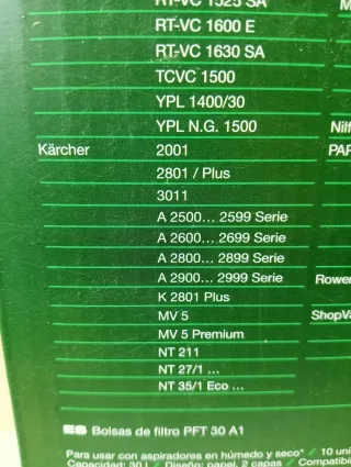 Universales Bolsas Filtro Vellon para  Aspiradora