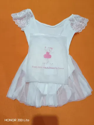 Maillot Ballet Niña Blanco Encaje
