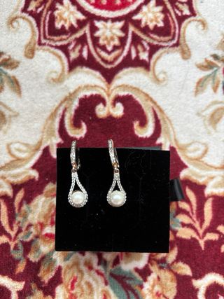 Conjunto Plata: Anillo y Pendientes Perla