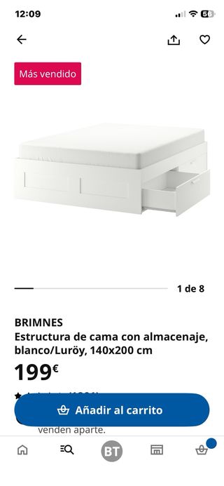 Cama doble Brimnes Ikea con cajones