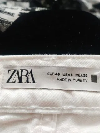 Pantalón Flare Zara Blanco Mujer
