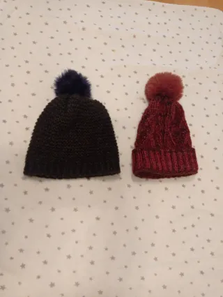 Lote 2 Cappelli Donna Con Pompon Taglia Unica