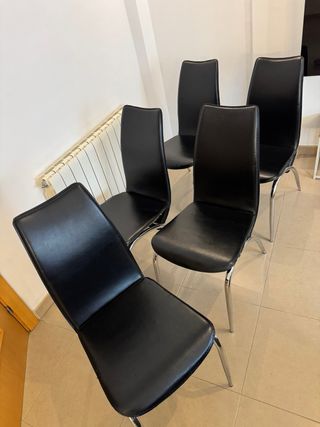 Juego de 5 sillas de comedor negras