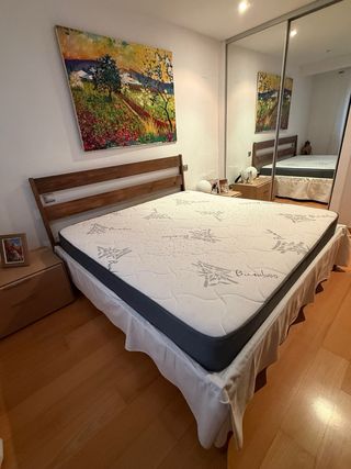 Cama madera y somier bambú