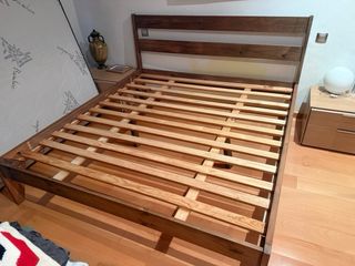 Cama madera y somier bambú
