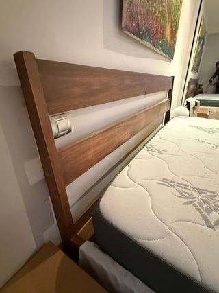 Cama madera y somier bambú