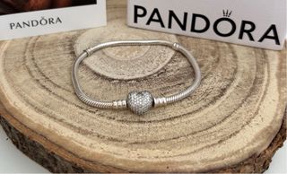 Pulsera Pandora Corazón Pave Plata