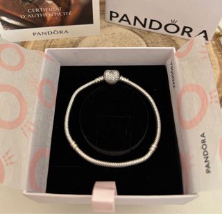 Pulsera Pandora Corazón Pave Plata