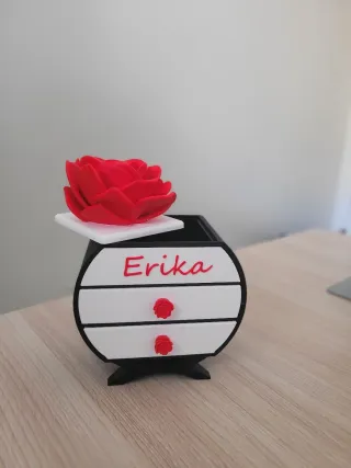 Joyero con rosa personalizable