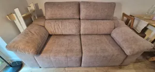 Sofá 2 plazas beige tela anti manchas