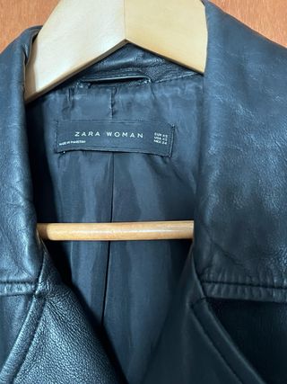 Chaqueta Biker Zara Piel Mujer Negra